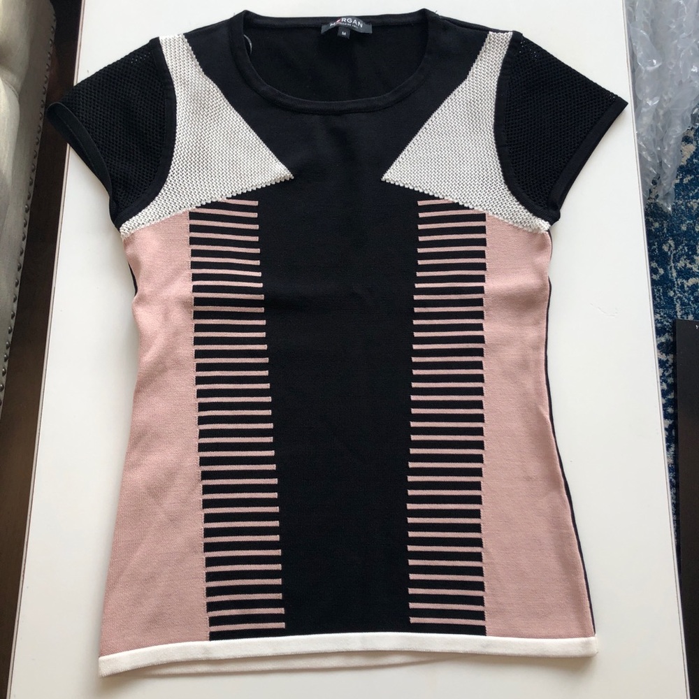 Morgan Top Stretch Black Pink White Size M
